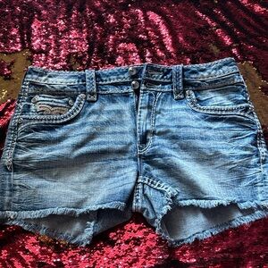 Rock Revival Blue Frayed Jean Shorts
